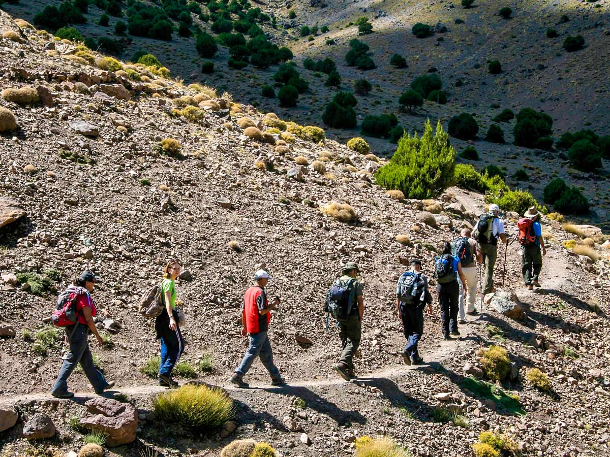 Trail on a way to Mt Toubkal Circuit Trek in Morocco from Marrakech