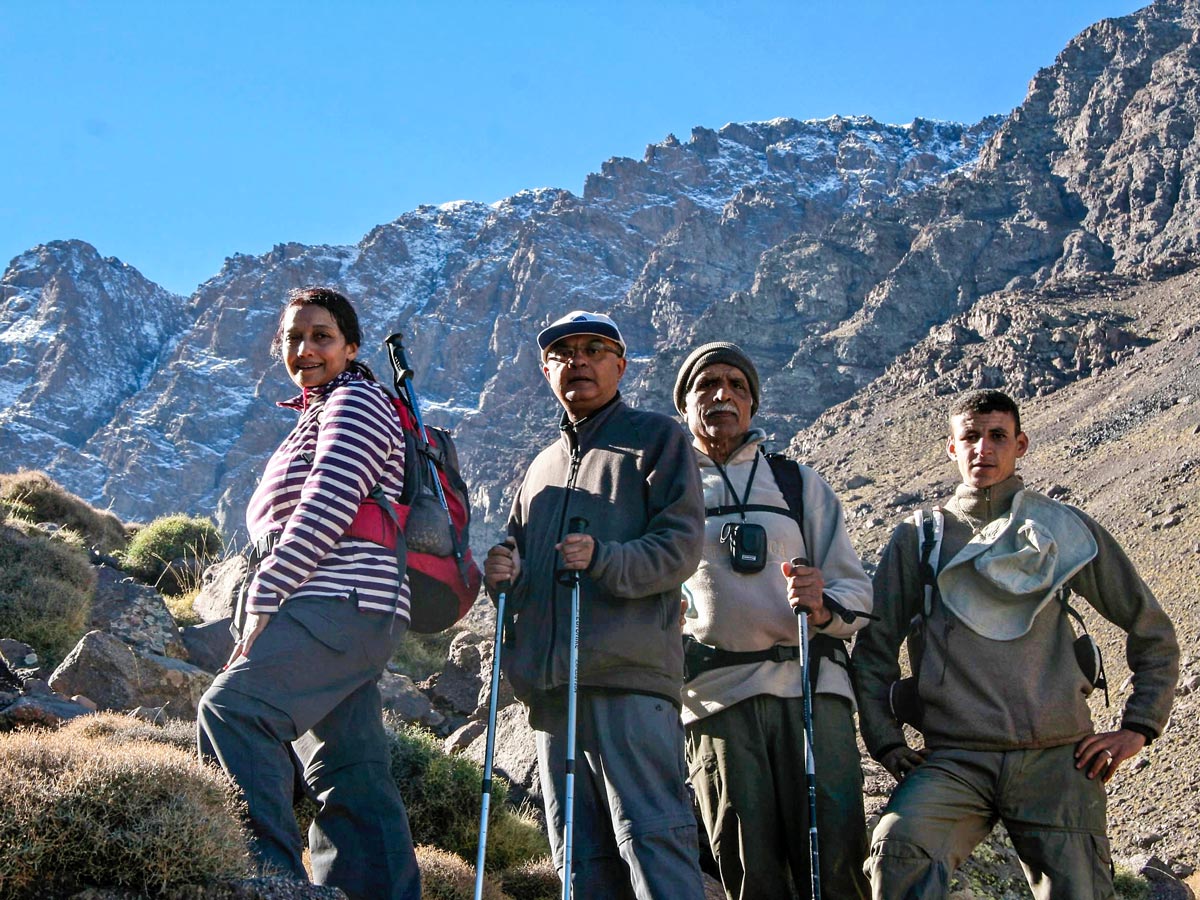 Posing near the mountains on Mt Toubkal Circuit Trek in Morocco