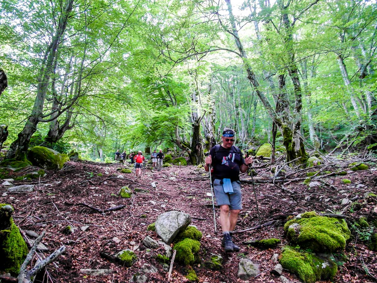 Descending from Bocca di l Usciolu between Cozzano and Bassetta on GR20 South Trek in Corsica Island