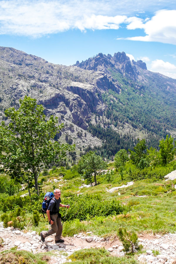 GR20 South Trek in Corsica has beautiful views of Needles de Bavella Aguilles de Bavella on 6th day of the tour