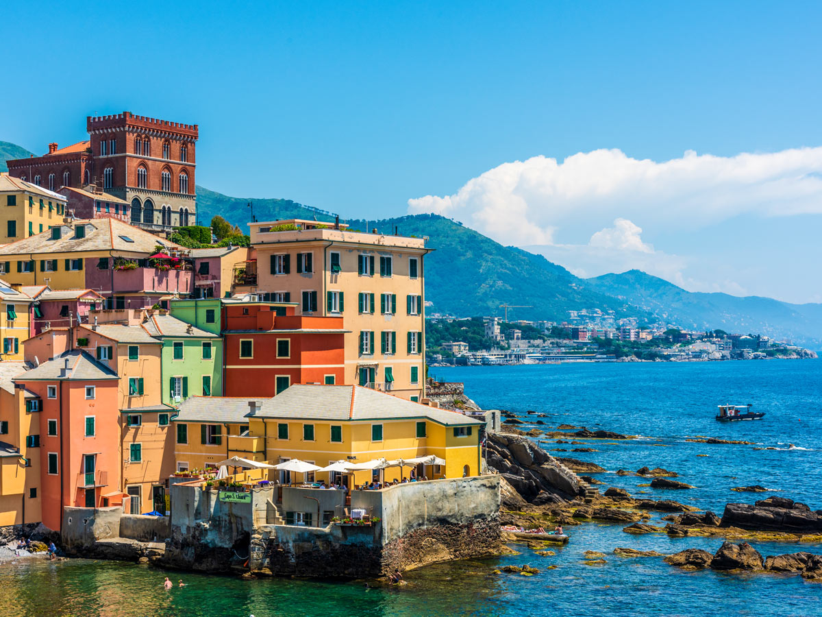 Beautiful Genoa village near Mediterranean Coast on Self guided Genoa to Sestri Levante trek in Italy Cinque Terre