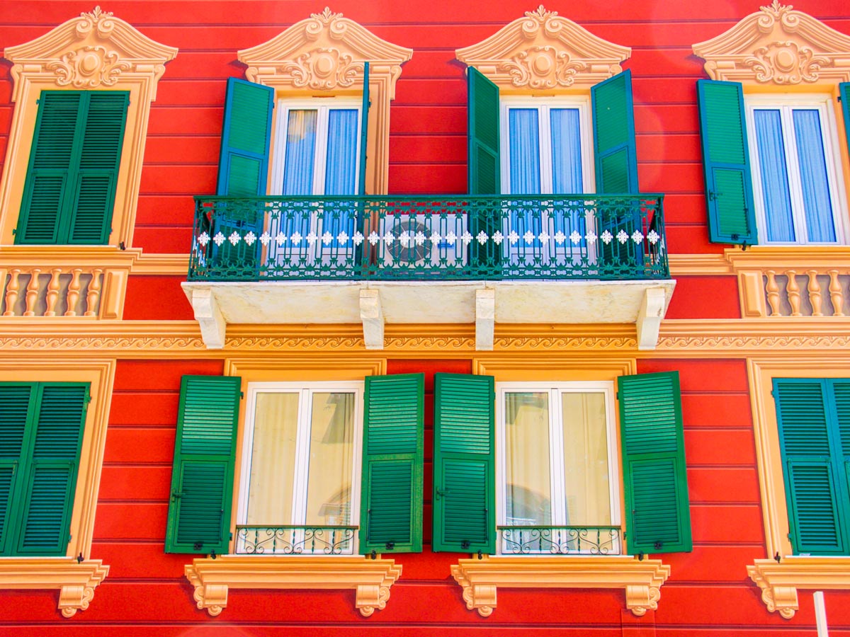 Colourful Italian house seen in Sestri Levante on self guided trek