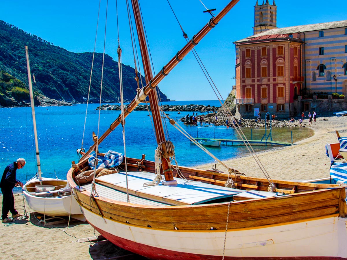 Quiet harbour of Sestri Levante on Cinque Terre trek