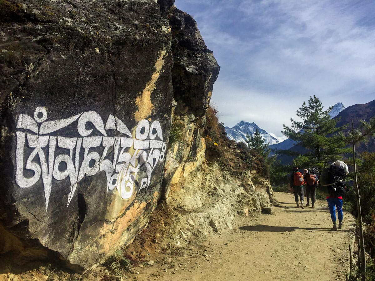 Writings on stone on Everest Luxury Lodge Trek in Nepal