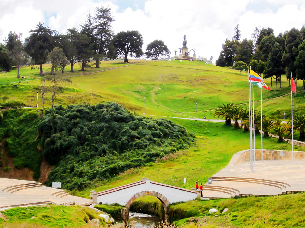 One of numerous beautiful Colombian parks seen on Walking in Colombia Tour