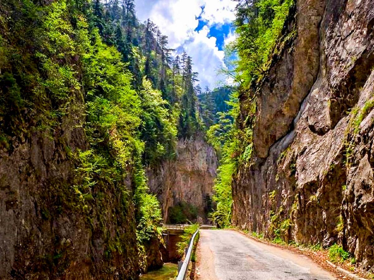 Visiting Trigrad Gorge on the first day of Rhodope Mountain Biking Tour in Bulgaria