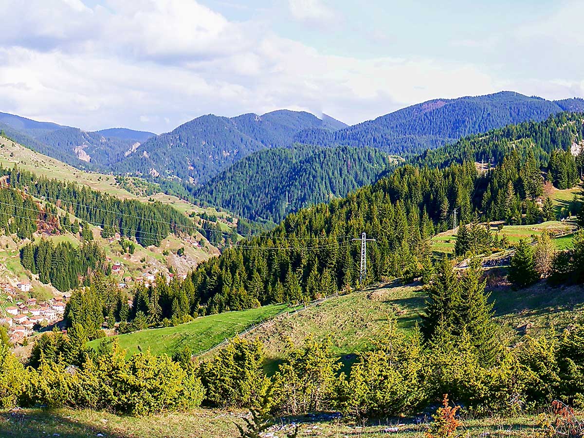 Panorama of Mugla village on day 3 of Rhodope Mountain Biking Tour