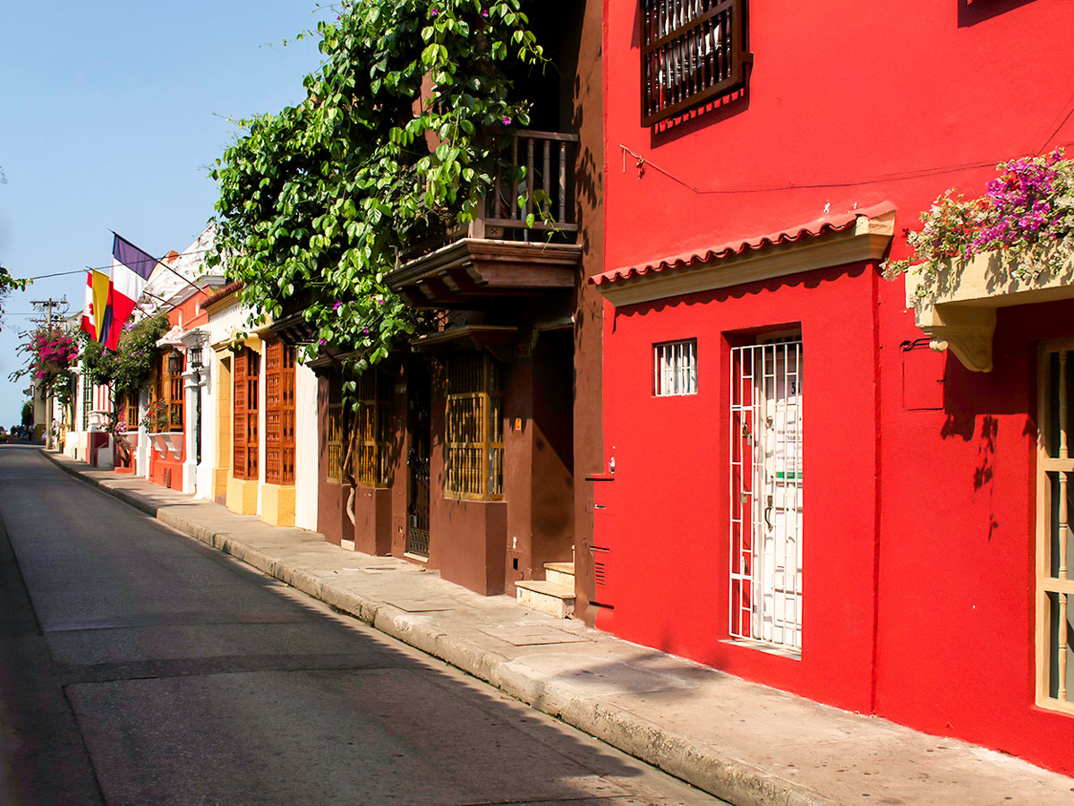 Cozy town streets on the beginning of the Lost City Trek in Colombia