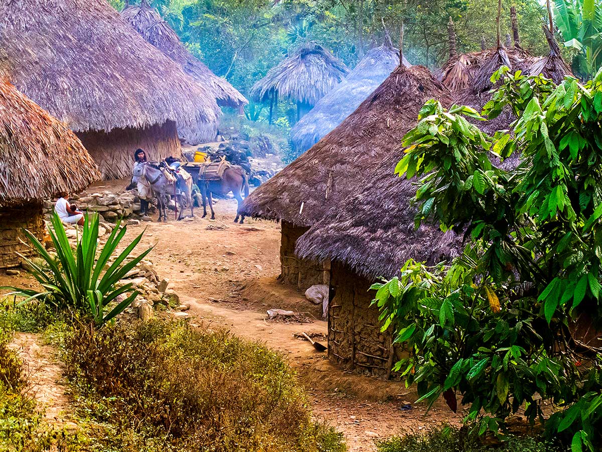 Beautiful local village along the trail of Lost City Trek in Colombia