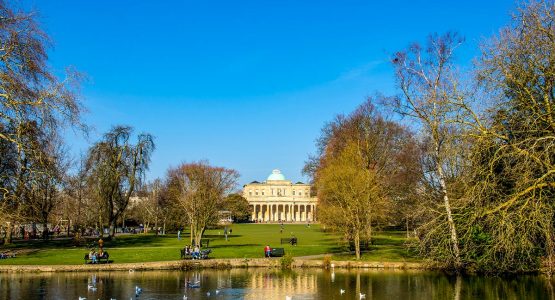 Pittville Park in Cheltenham on Cotswold Classic Cycling tour