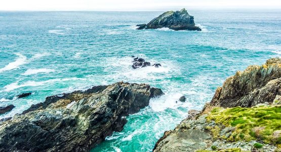 Beautiful coast near Newquay seen along the South West Coast Path Trail