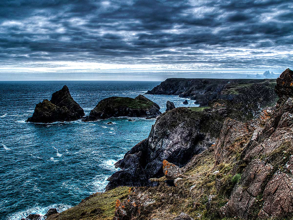 Lizard Coast as seen on South West Coast Path near South Cornwall walking tour