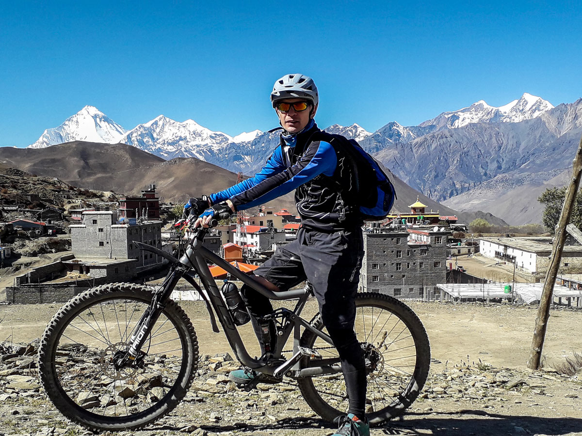 Biker posing on Annapurna Cycling tour in Nepal