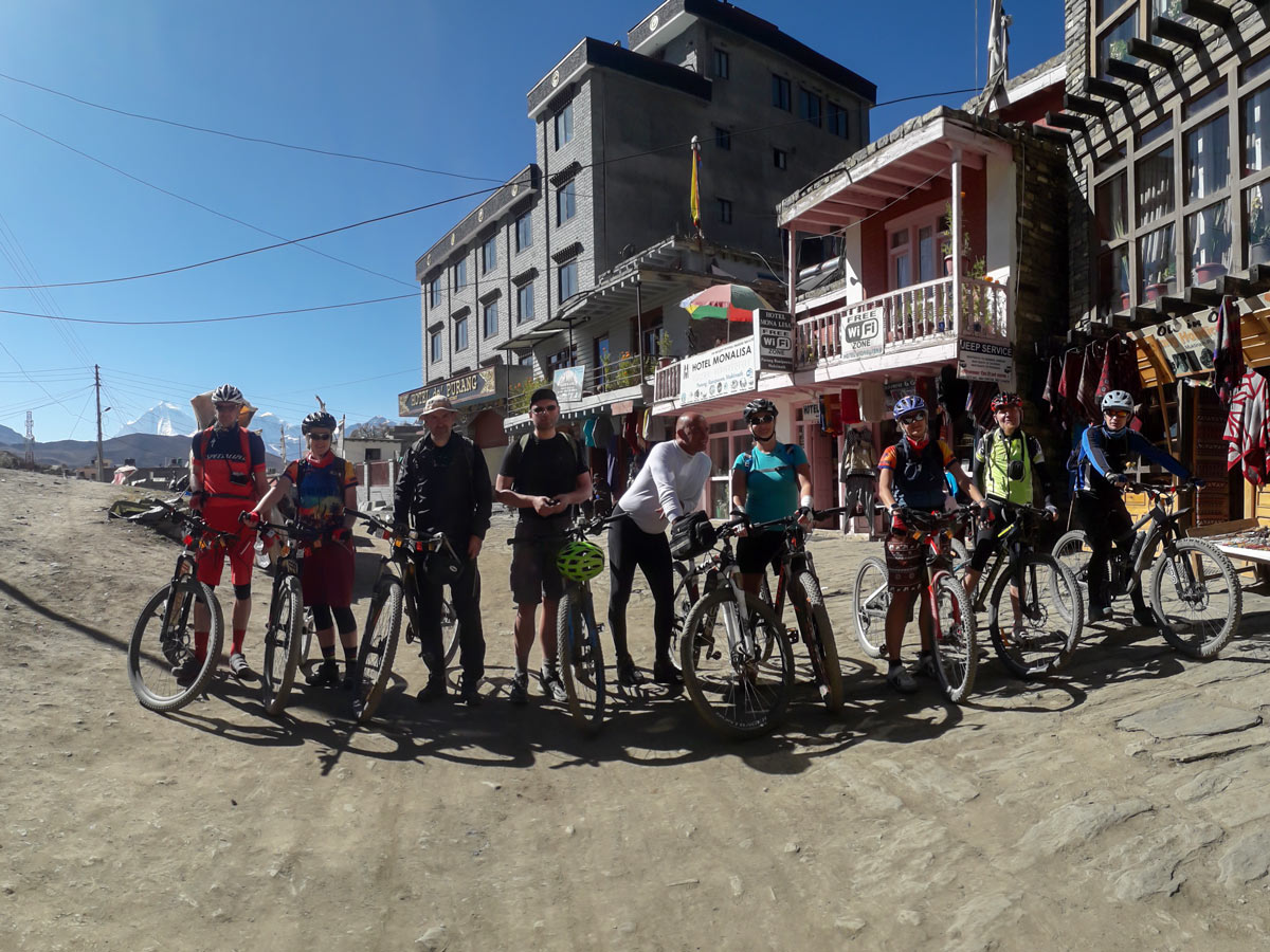 Group of bikers on Annapurna Cycling tour in Nepal