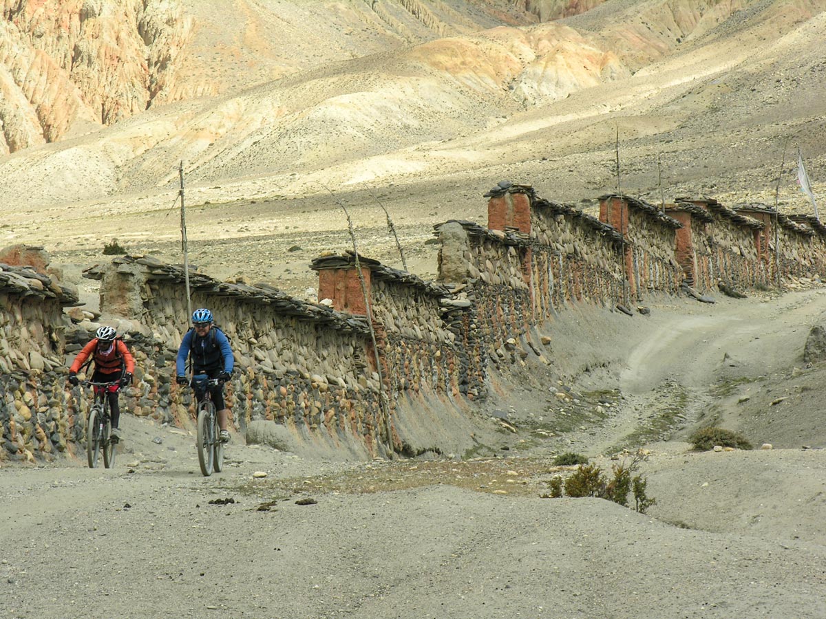 Two bikers riding on Annapurna Cycling tour in Nepal