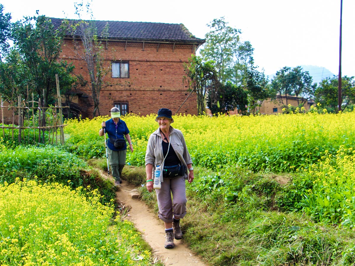 Two happy hikers on Family Adventure Tour in Nepal