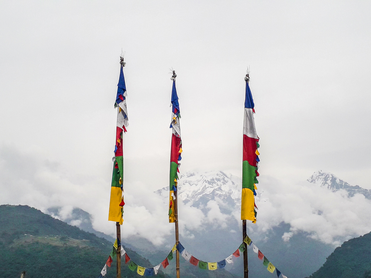 Cloudy day on Ghorepani and Poon Hill trek in Nepal