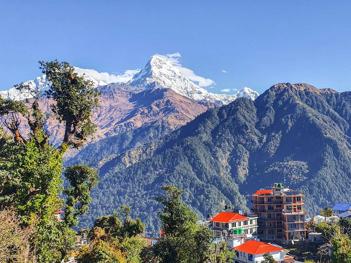 Stunning view of Machhapuchhre on Ghorepani and Poon Hill trek in Nepal