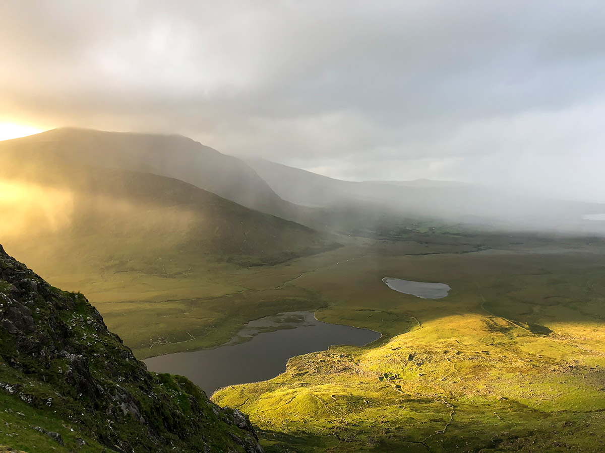 Views around the Conor Pass as seen on Deluxe Cycling in Kerry Mountains Tour