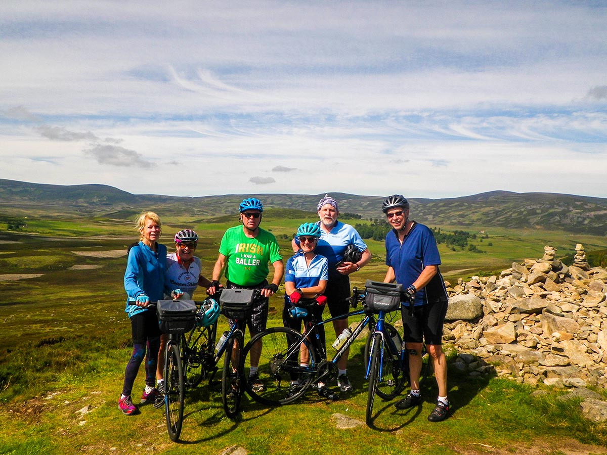 Group of bikers posing on Road Cycling tour from Inverness to Edinburgh