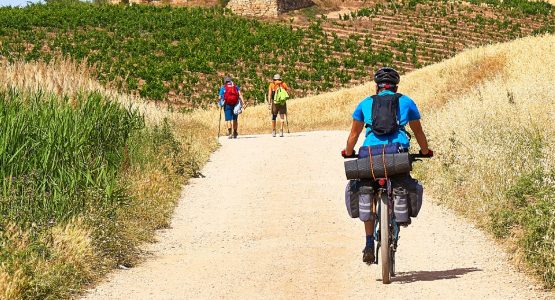Biker Riding On The Camino Frances Route