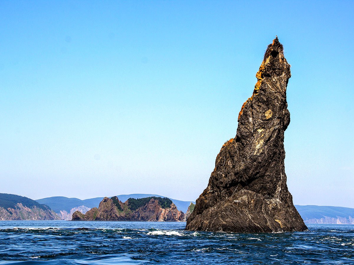Shantar Islands and its sharp rocks is a popular destination for whale watching