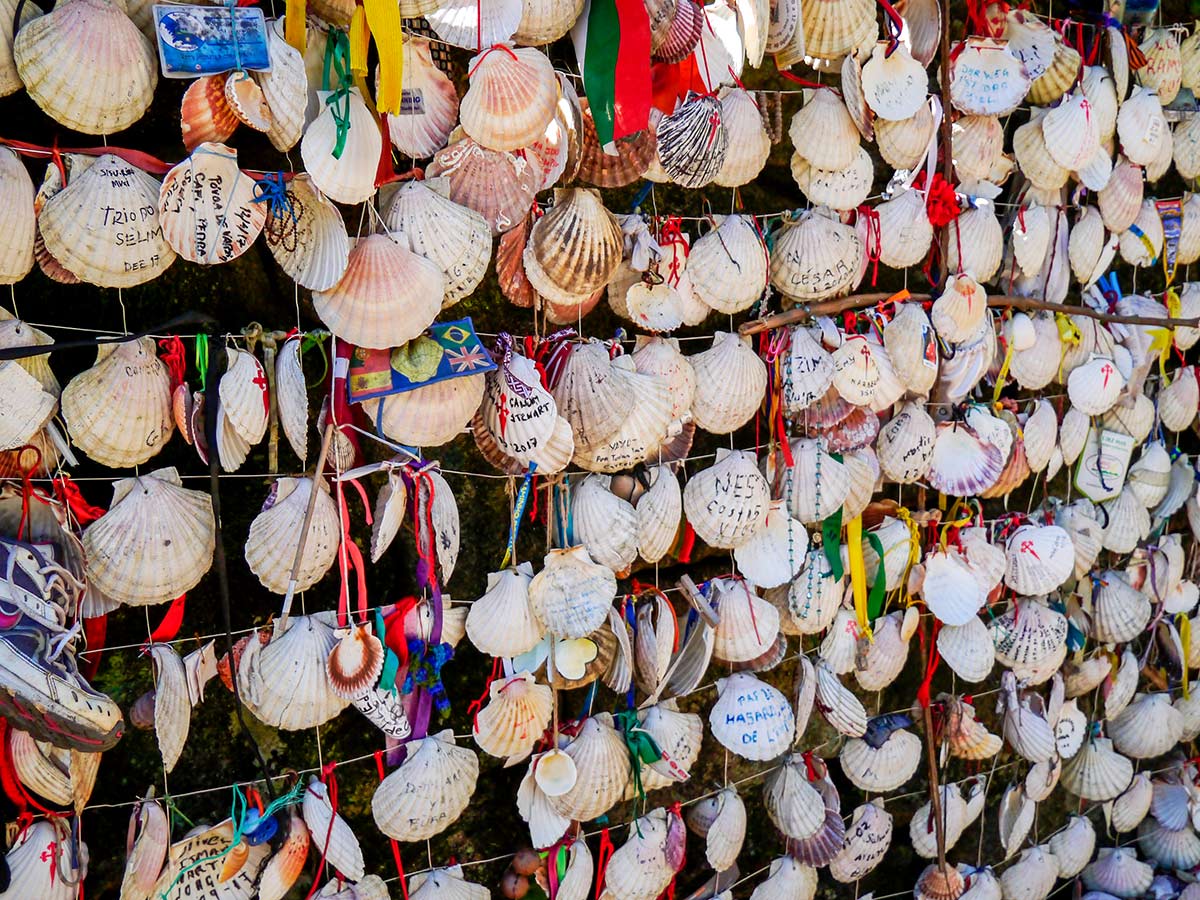 Randonela wall of shells on French Camino Walking Trail