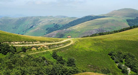 Beautiful countryside of Northern Spain seen on French Camino de Santiago walk with guide