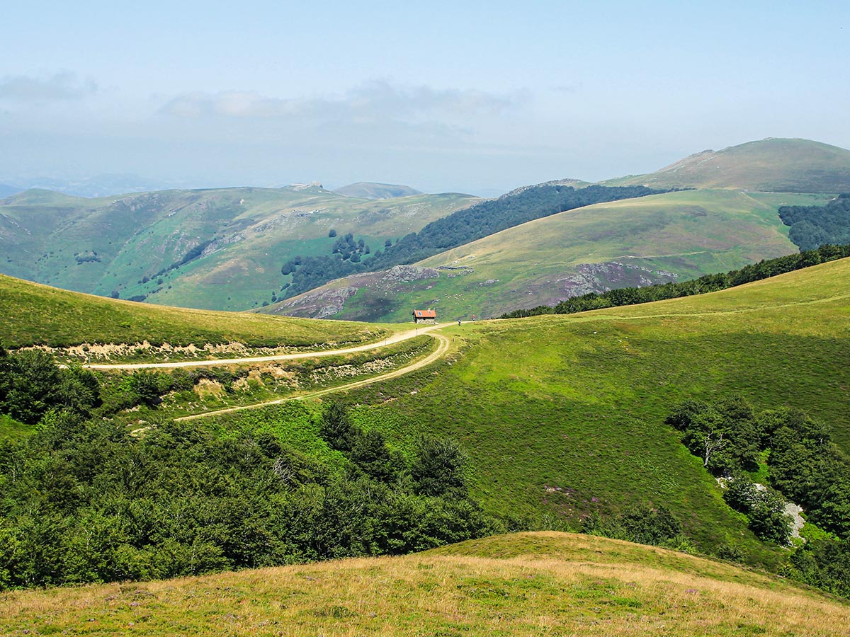 Beautiful countryside of Northern Spain seen on French Camino de Santiago walk with guide