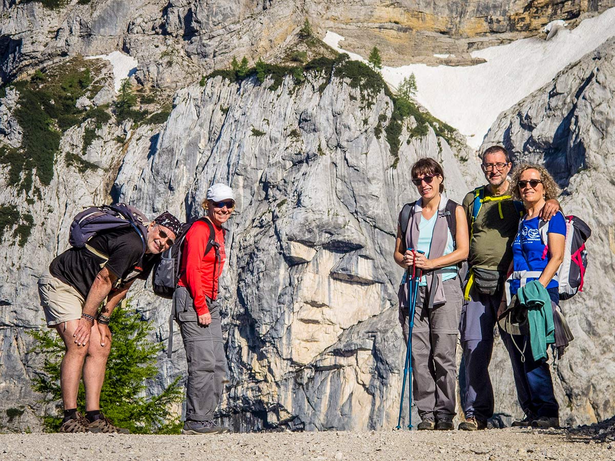 Group of hikers on Best Walks in Slovenia Tour with a guide