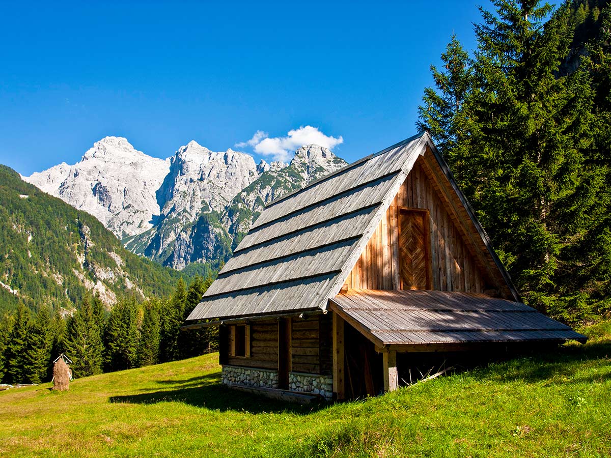 Old building near Zapotoski Slapovi waterfall in Slovenia