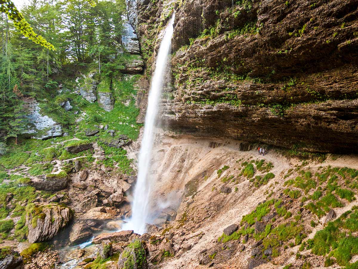 Panoramic view of Zapotoski Slapovi Waterfall seen on Best Walks in Slovenia Tour