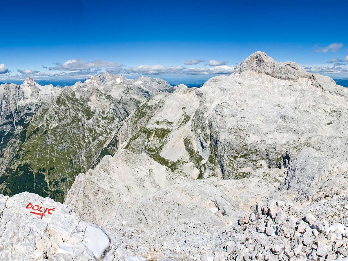 Kanjavec mountain view on Discover Slovenian Alps Tour