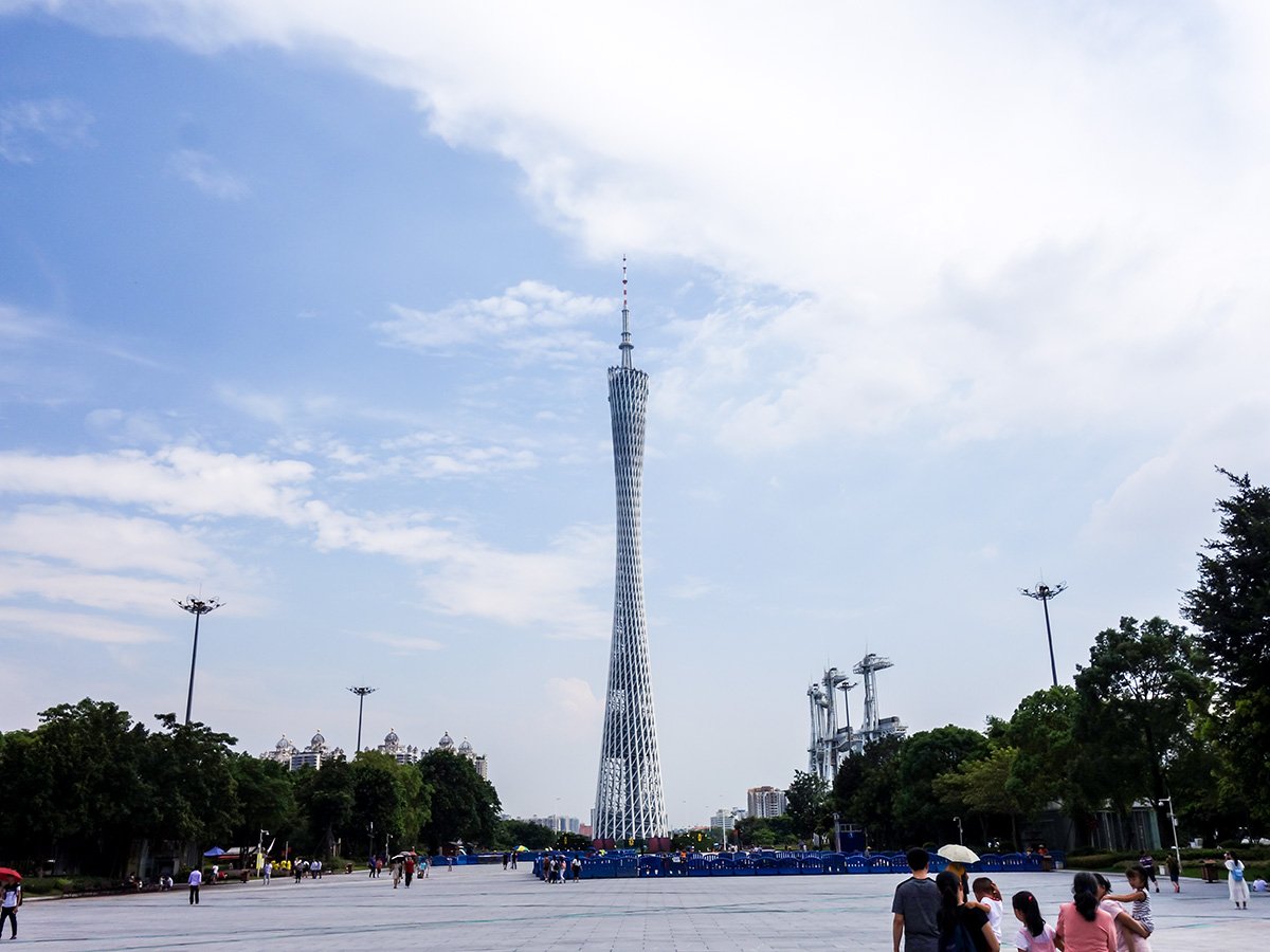 Guangzhou has numerous iconic buildings that can be seen on China by Bike and Backroads to Guilin