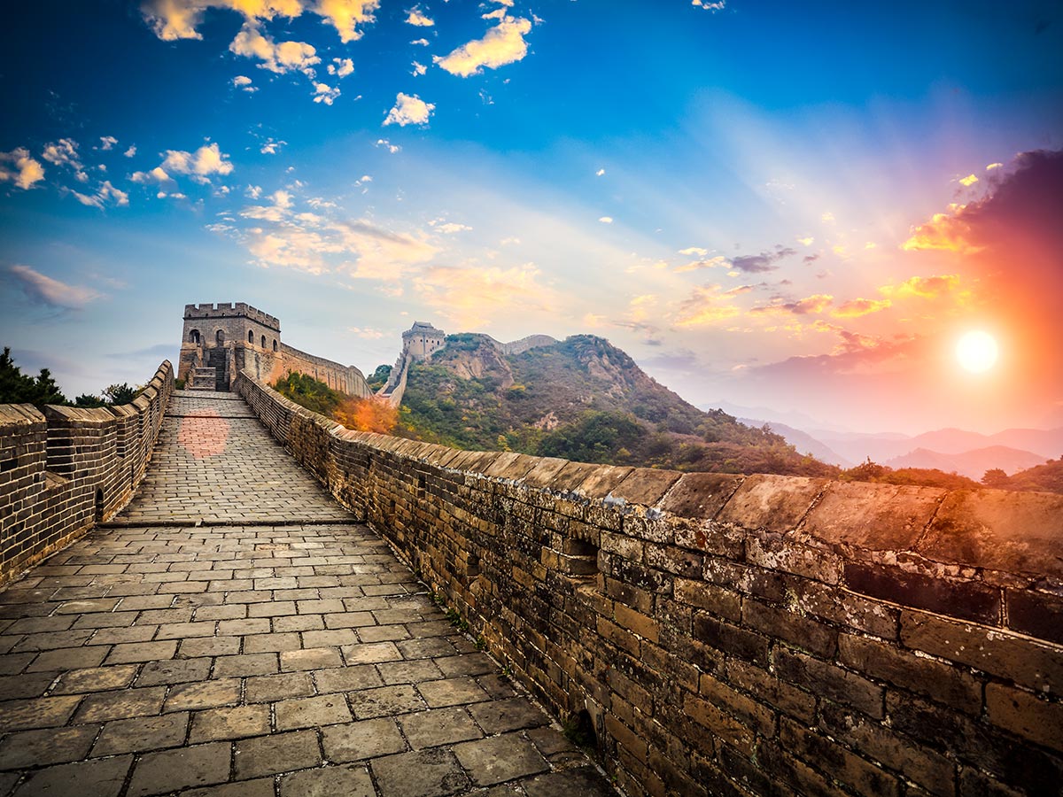 The sunsed over the Great Wall in China seen on Highlights of China Tour