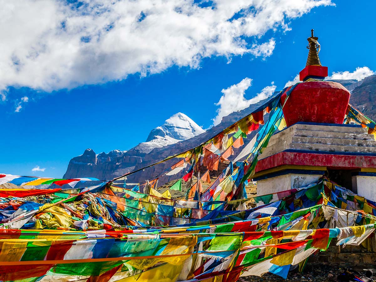 Prayer flags seen on Journey to Mount Kailash Tour in China