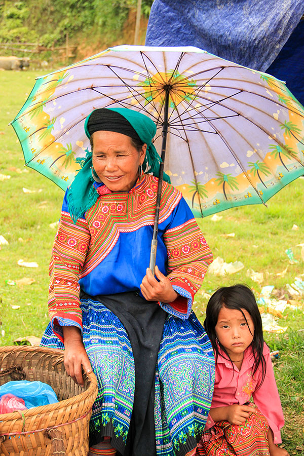 Vietnamese woman with daughter seen on North Vietnam Mountain Trek