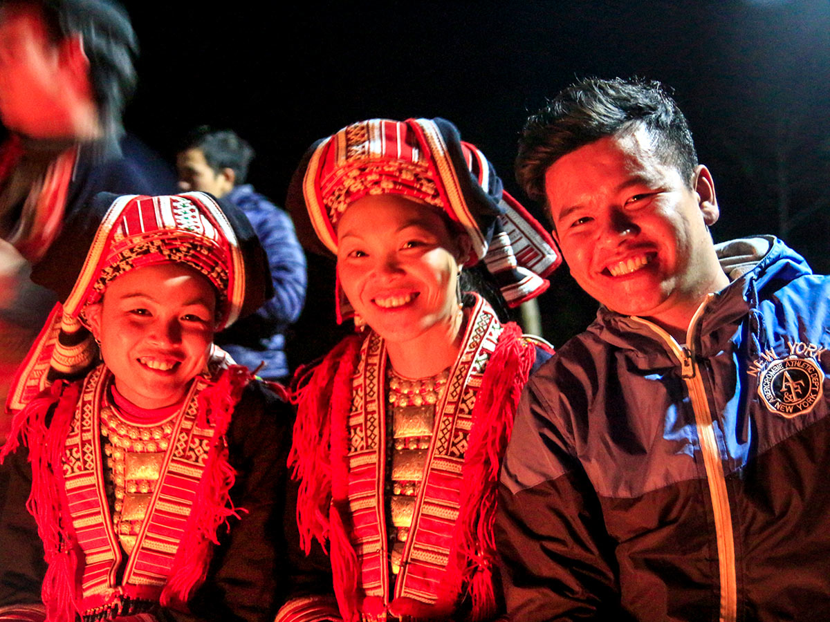 Enjoying a culture night on North Vietnam Mountain Trek