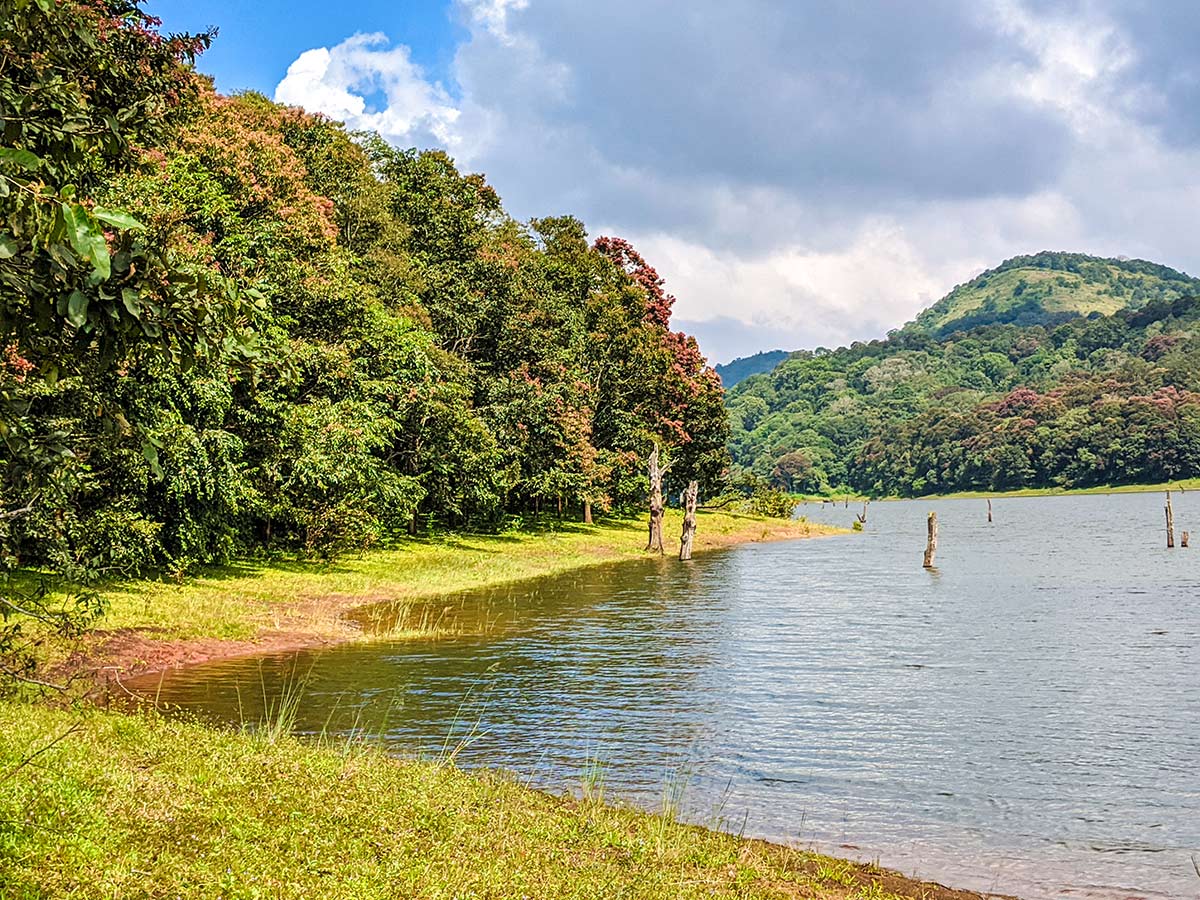 Beautiful panorama of surrounding Western Ghats seen on walking tour in Kerala