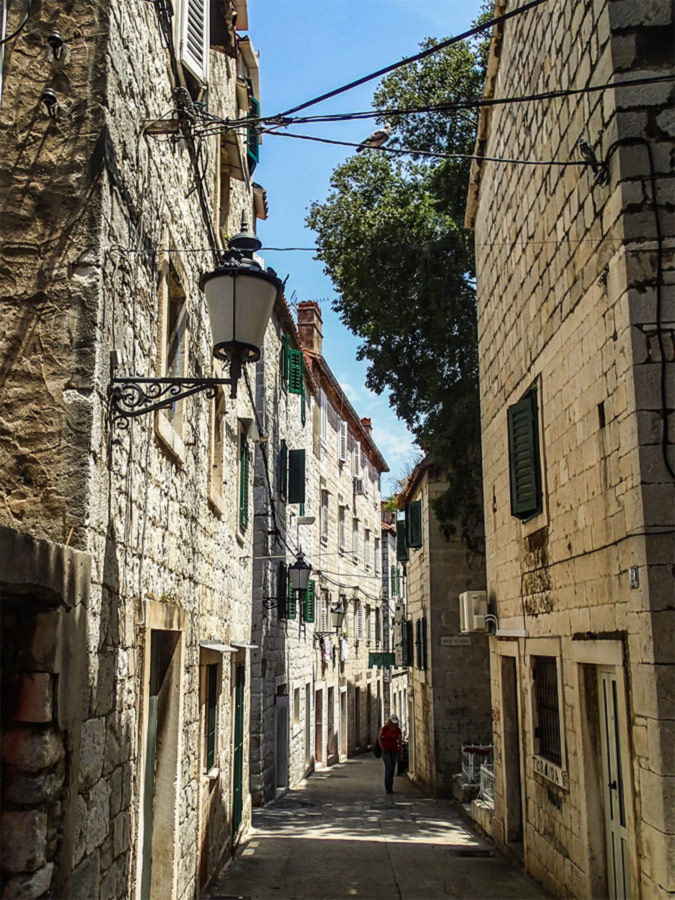 Cozy street in the oldtown of Split visited on a guided tour in Croatia