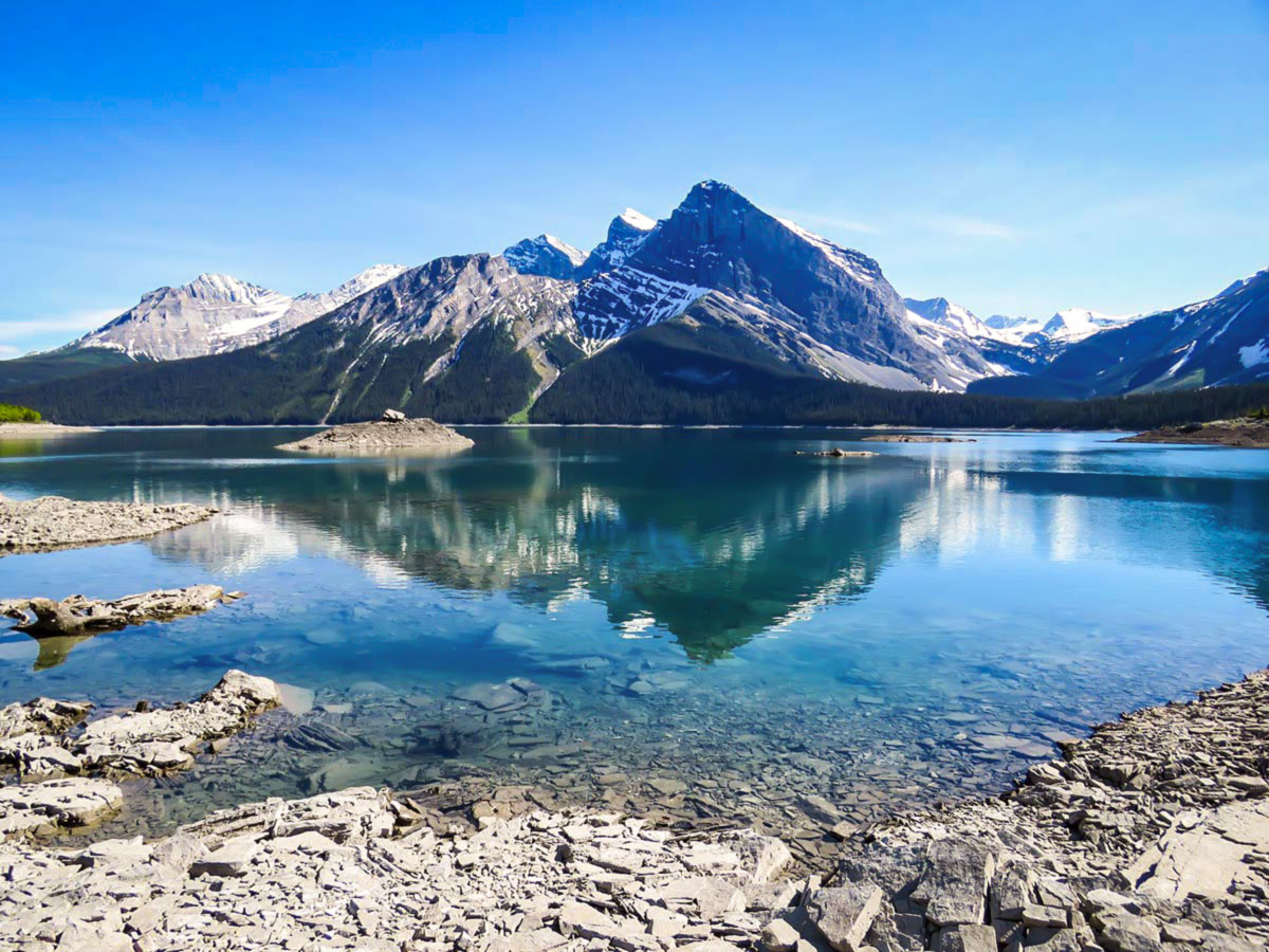 12 day guided camping trip to Canadian Rockies includes visiting the beautiful Upper Kananaskis Lake