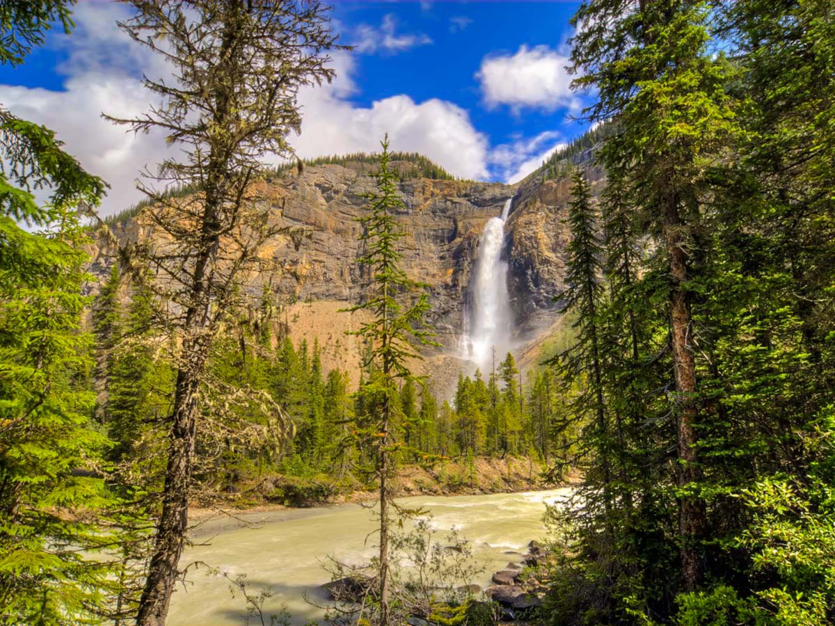 Takakkaw Falls as seen on 12 day guided caping trip to Canadian Rocky Mountains