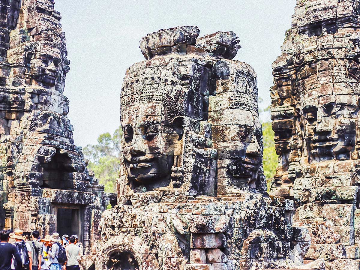 Buddah statue in Angkor Wat seen on Backroads Biking in Cambodia Tour