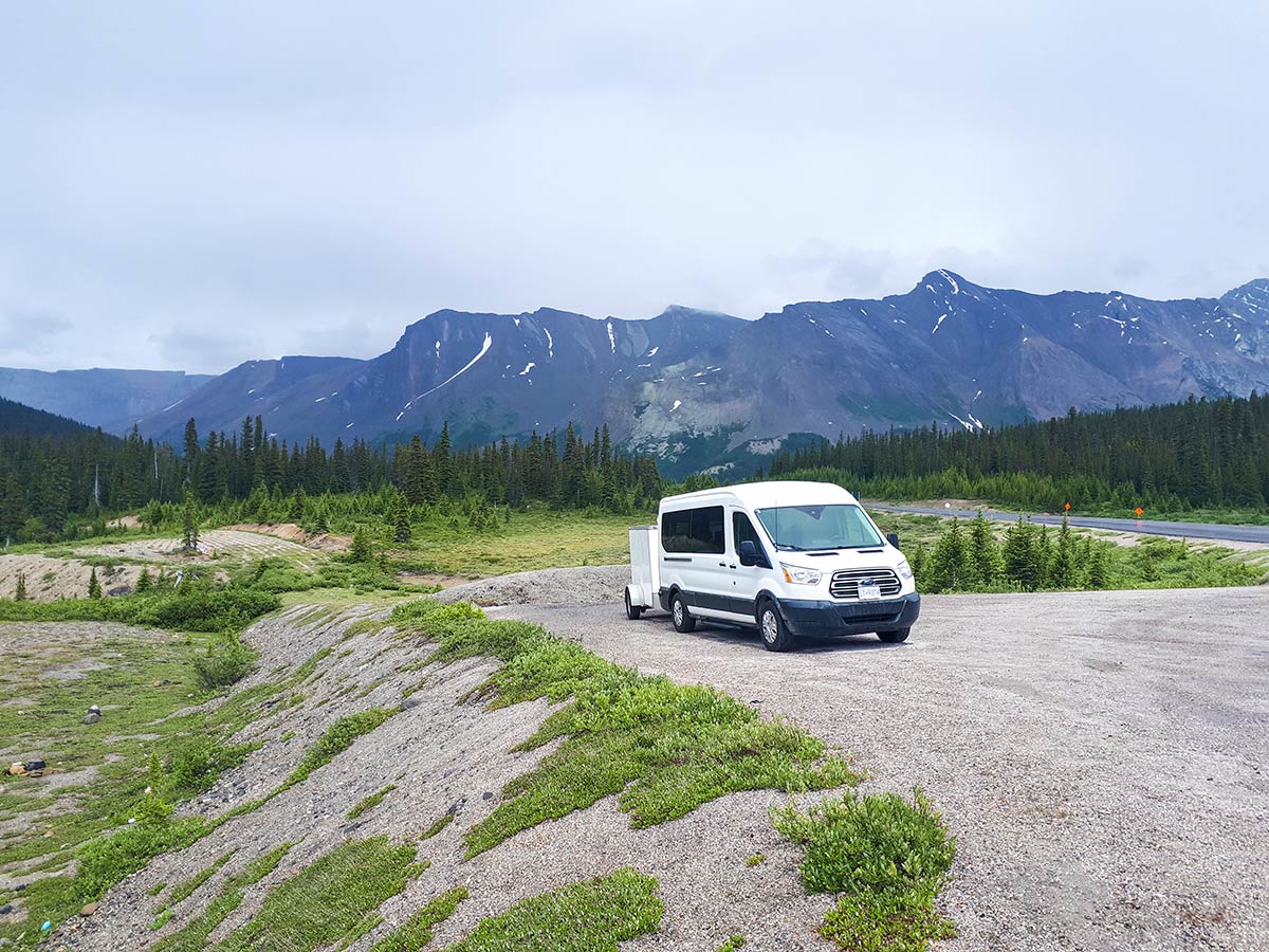 Vehicle of 6 day Canadian Rockies guided camping adventure