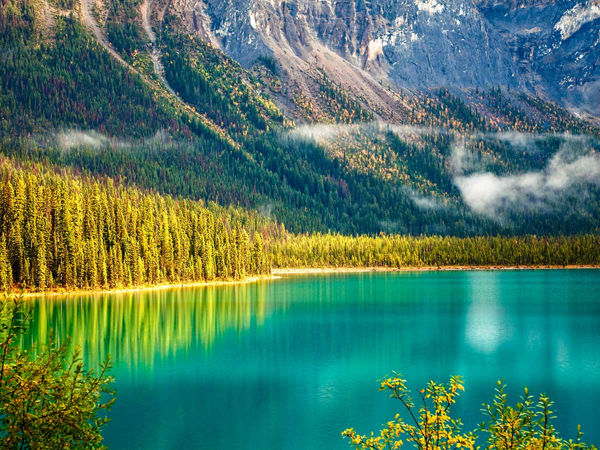 Beautiful Emerald Lake visited on a guided Rocky Mountain Adventure