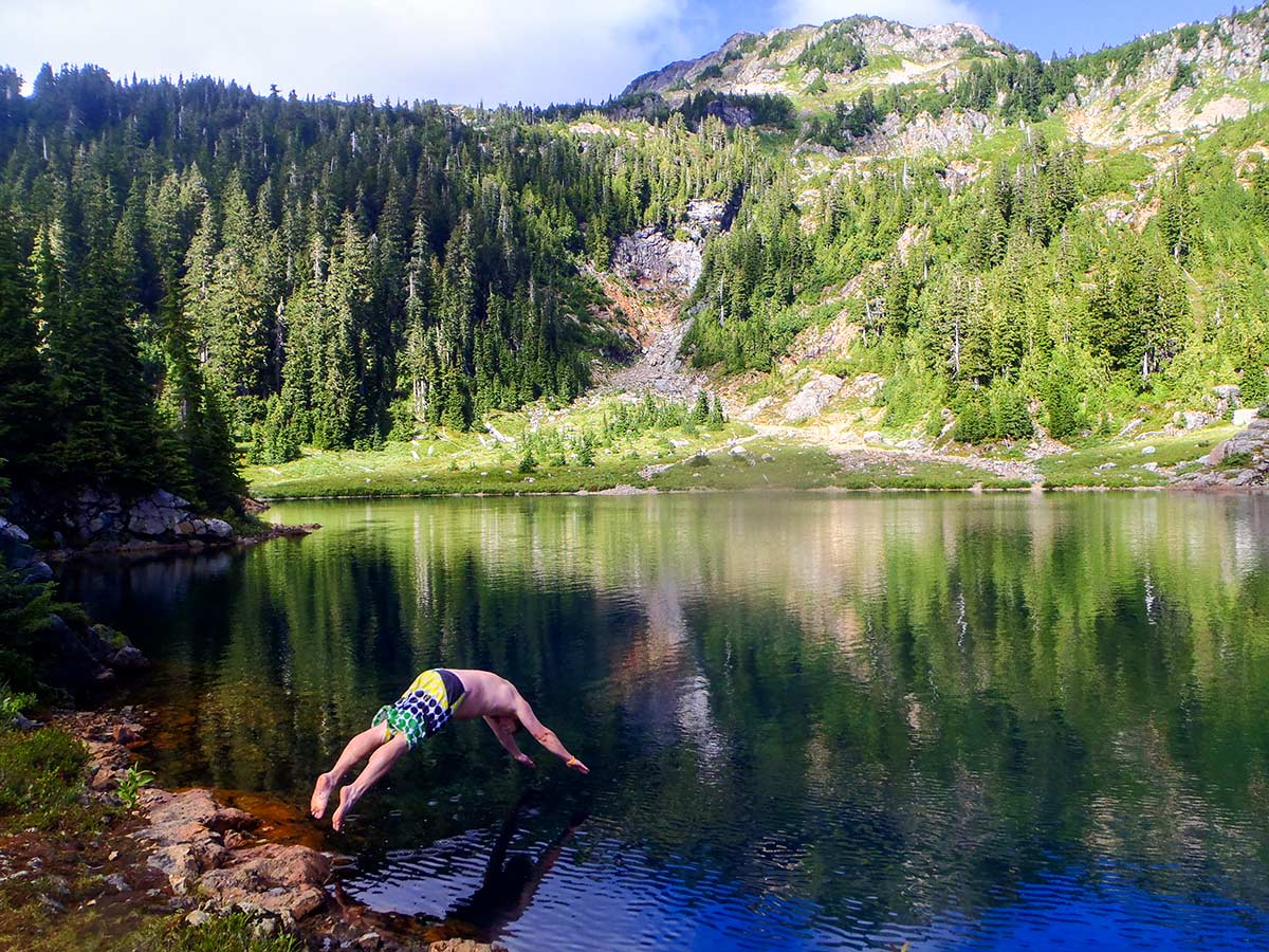 Swimming in a beautiful lake in Vancouver Island