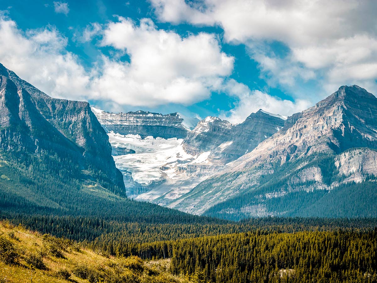 Canadian Rocky Mountains as seen on guided 7 day Banff and Yoho Hiking Tour with a guide