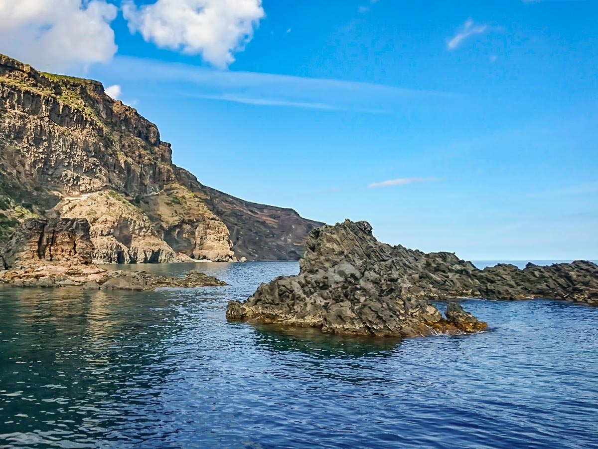 Pantelleria's rocky shores, seen on a guided tour to Pantelleria from Sicily
