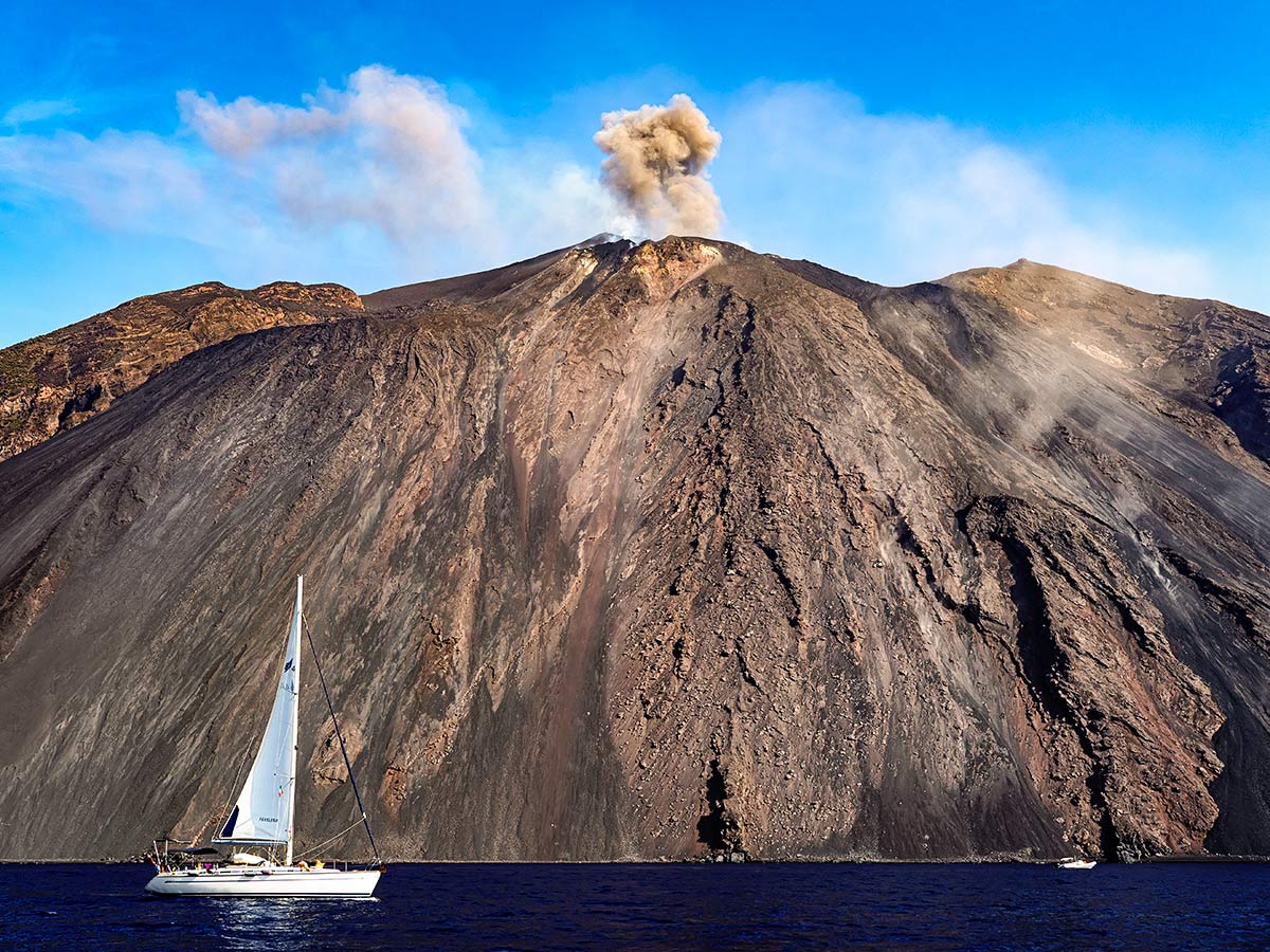 Sciara del fuco Stromboli view from the gulet