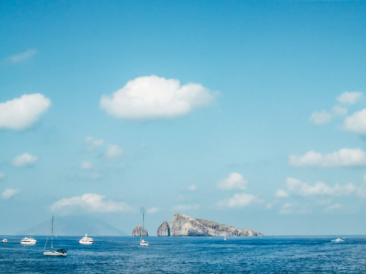 Beautiful views of the Thyrrenian sea, seen on Sailing and Hiking in the Aeolian Islan